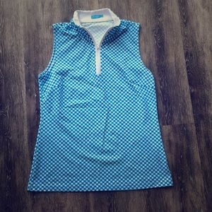 J. McLaughlin Blue Checkered Tank